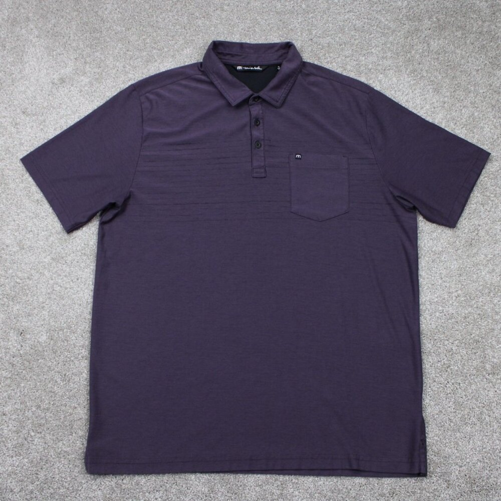 Travis Mathew‎ Polo Shirt Mens XL Purple Pima Cotton/Polyester Pocket S/S Golf